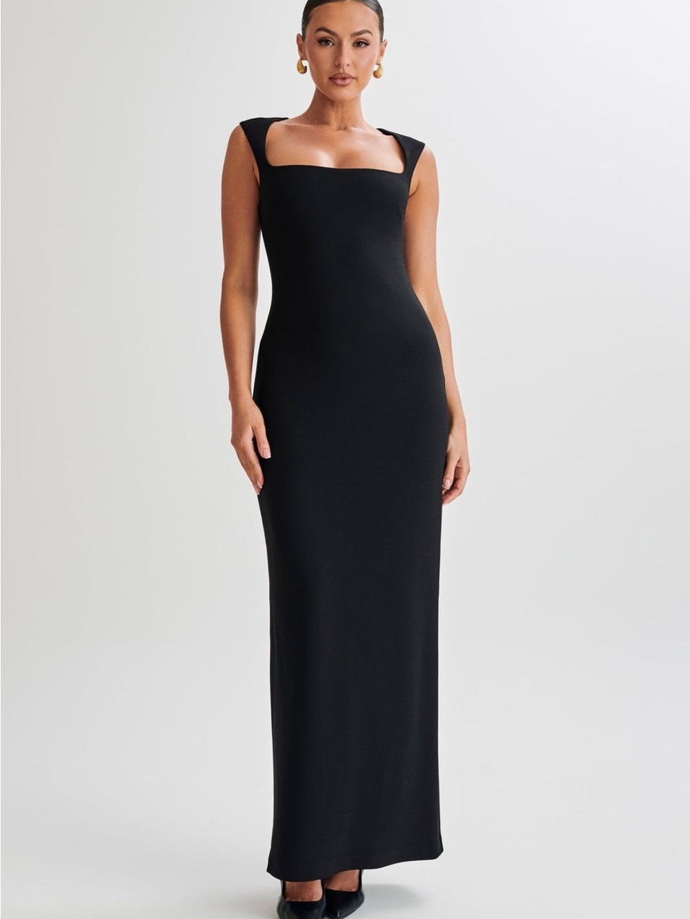 Meshki Black Square-Neck Maxi Gown